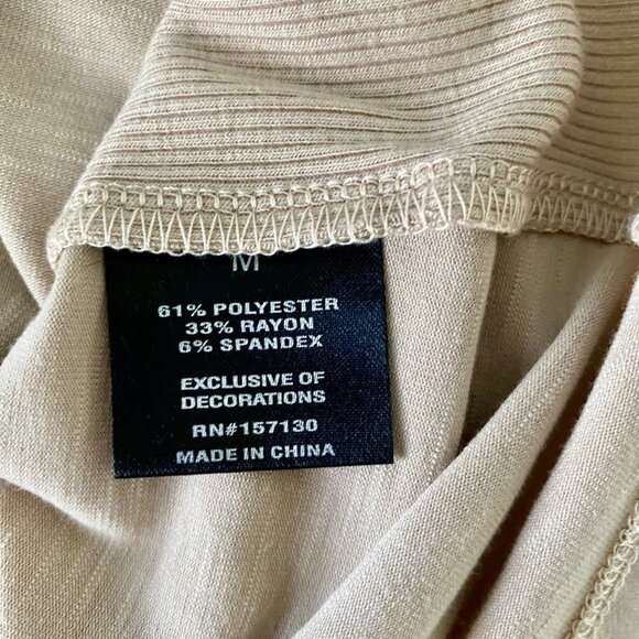 Kiss and Fly Button Down Shirt Roll Tab Sleeves Beige Women's Size Medium - Picture 8 of 9